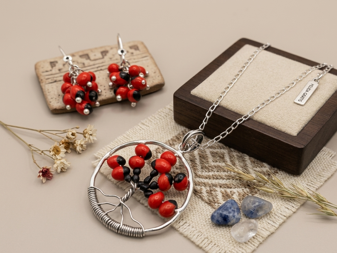 Set Árbol de la Vida con Huayruros | Collar y Aretes