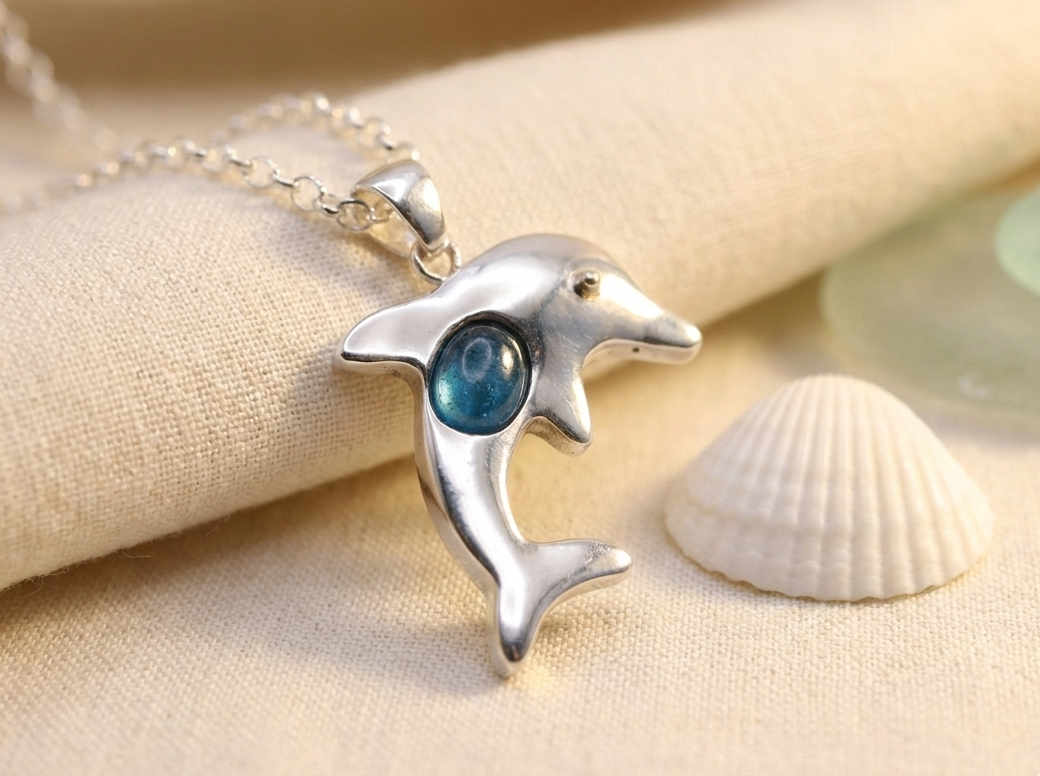 Delfín Agua Marina – Plata 950