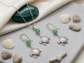 Set Tortuga Marina con Jade | Collar y Aretes en Plata 950
