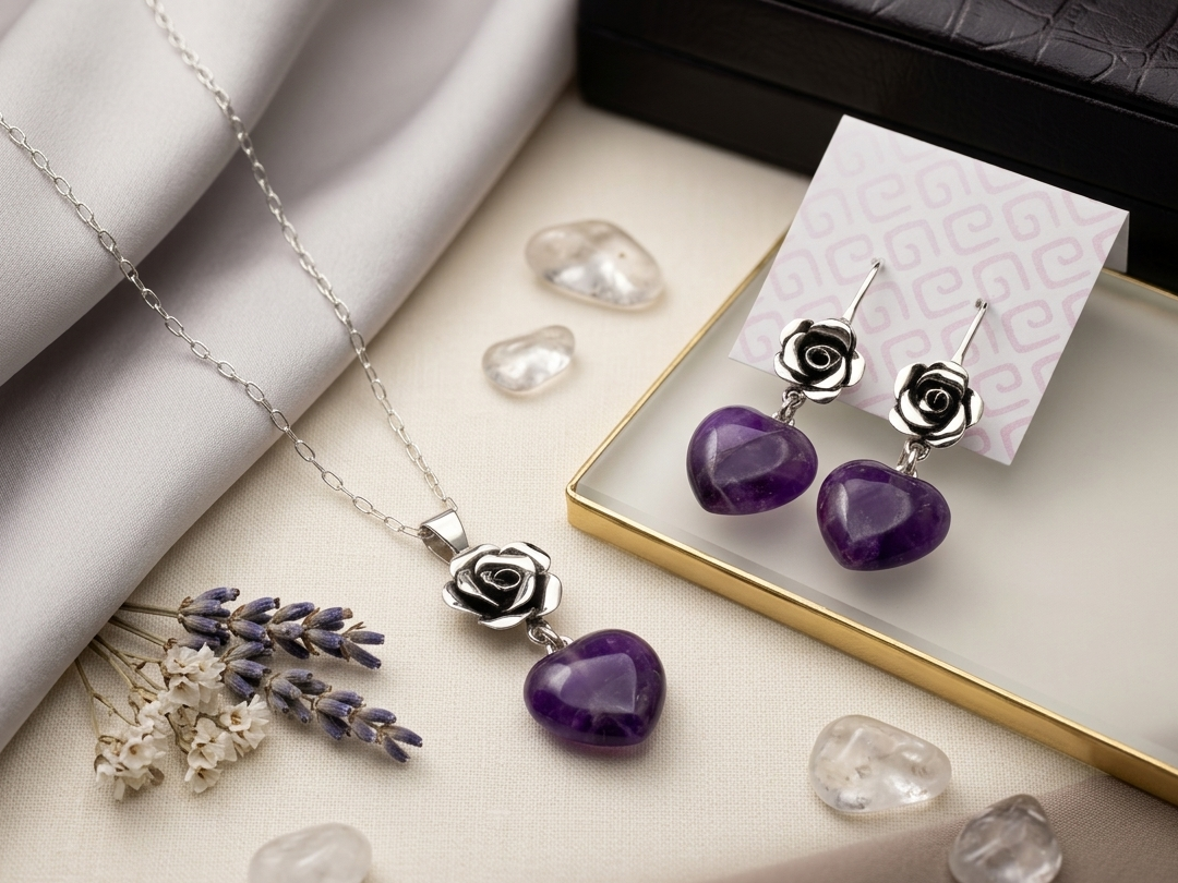Set Rosa Amatista – Plata 950