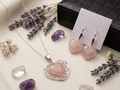 Set Corazón de Cuarzo Rosa | Collar y Aretes en Plata 950
