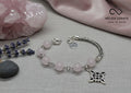 Pulsera Cuarzo Rosa con Dije Nudo de Bruja | Plata 950