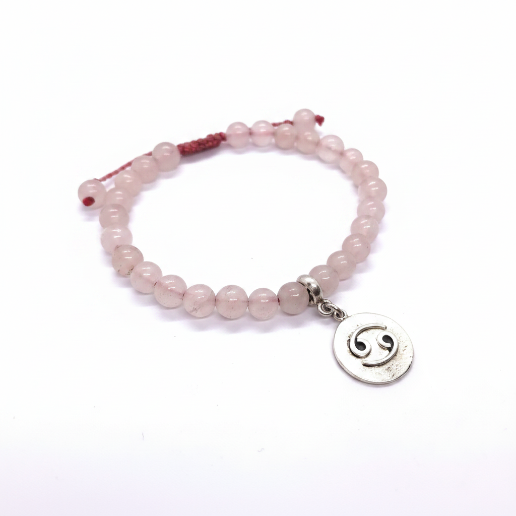 Pulsera Zodiacal Cuarzo Rosa con dije en plata 950
